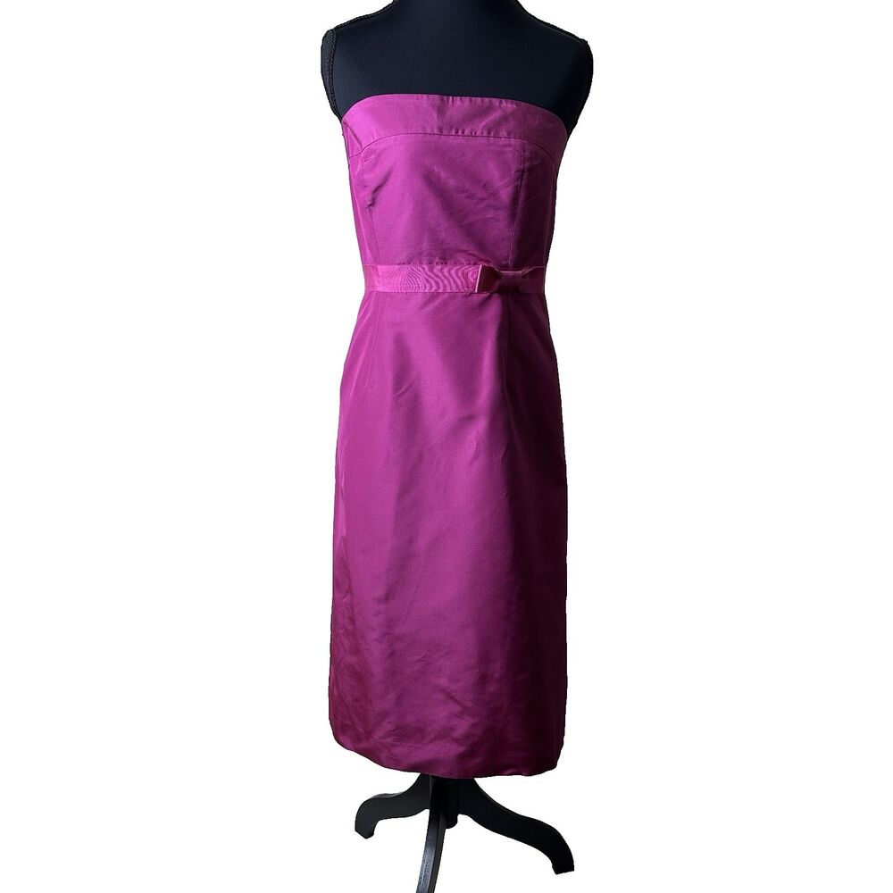 J.Crew Womens Strapless Silk Taffeta Dress 66128 Pink Bow Waist Cocktail Party 4